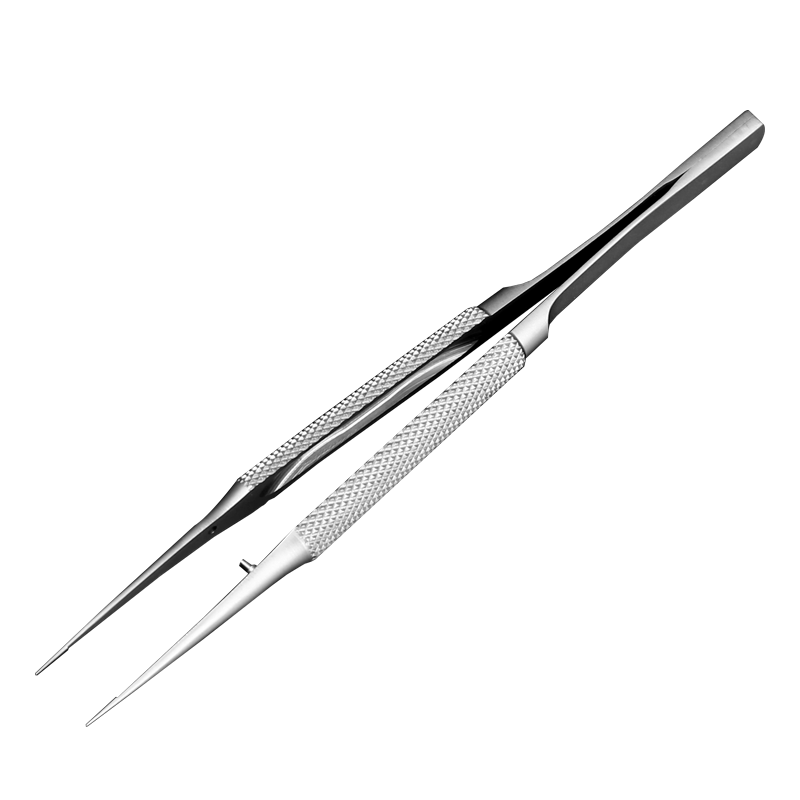 顯微鑷子醫(yī)用眼科手術(shù)工具雙眼皮外科器械圓柄直彎尖頭小有鉤齒鑷