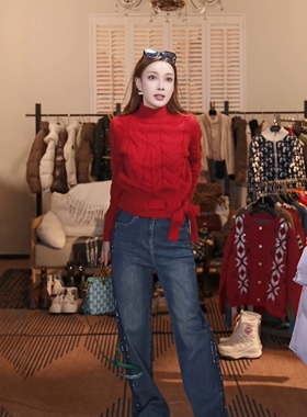 冬季新款时尚圣诞新年红色保暖针织毛衣MKKQ31190-6 澳门小源同款