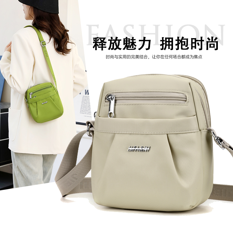小包包女春新款牛津布小巧三层手机斜挎包百搭轻便休闲尼龙单肩包