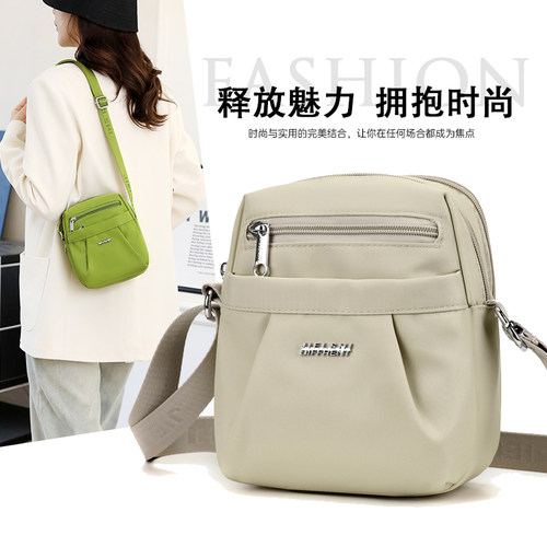 小包包女春新款牛津布小巧三层手机斜挎包百搭轻便休闲尼龙单肩包
