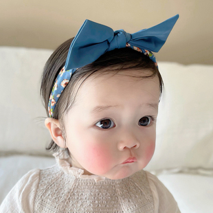 韩国进口婴儿发带夏季 女宝宝纯棉头饰可爱碎花蝴蝶结头带ins 薄款