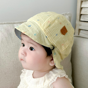 韩国婴儿帽春秋男女宝宝纯棉可爱撞色渔夫帽舒适透气鸭舌帽新生儿