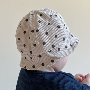 韩国婴儿帽子秋冬款 小月龄男女宝宝渔夫帽防风新生儿胎帽可爱波点
