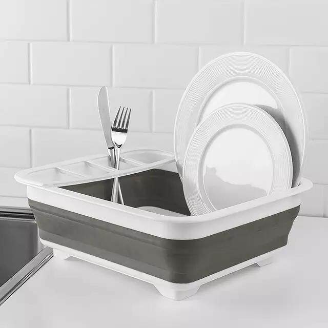 Foldable Dish Rack Drainer Portable Dry Dinnerware Organizer
