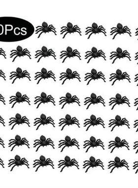 50pcs Halloween Spiders Decorations Small Black Luminous Pla
