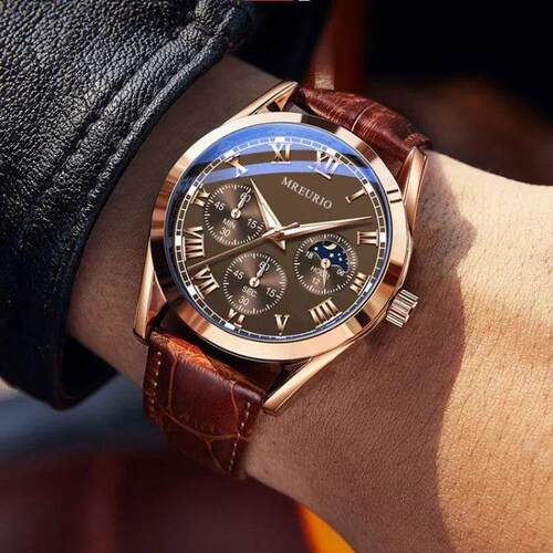 Luxury Brand Watch Men Quartz Watches Leather Strap