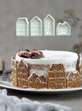 4Pcs Christmas Gingerbread House Cutters Cookie 3D Baking mo