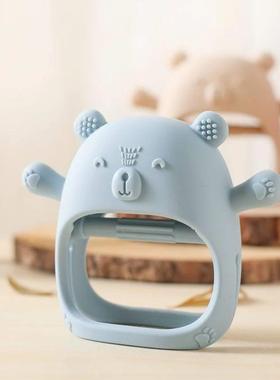 Baby Teether Gloves Kids Cartoon Bear Teething Silicone Dent