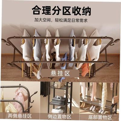 Simple floor coat rack multi-function hanger single-bar