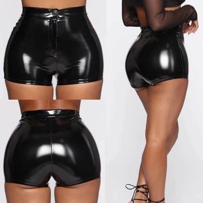 Black patent leather nightclub party shorts黑色漆皮 派对短裤
