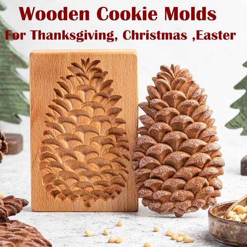 Wooden Cookie Mold Cutter Stamps for Baking Gingerbread