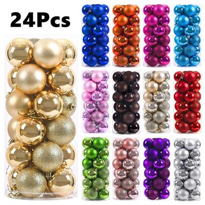 24Pcs Christmas Balls 4/6CM Big Ball Christmas Tree Pendant