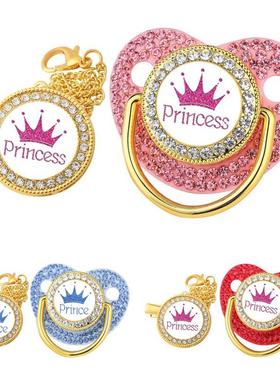 Luxury Crown Pacifier Clip Chain Set Baby Shower Gift Silico