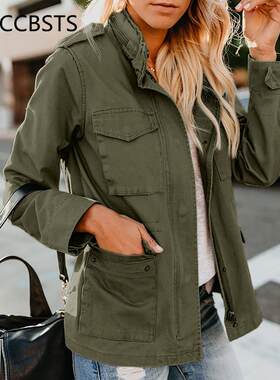 Women Safari Jacket For Ladies Coat Green Military Jackets