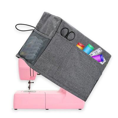 Sewing machine dust cover with storage bag, foldable sewing