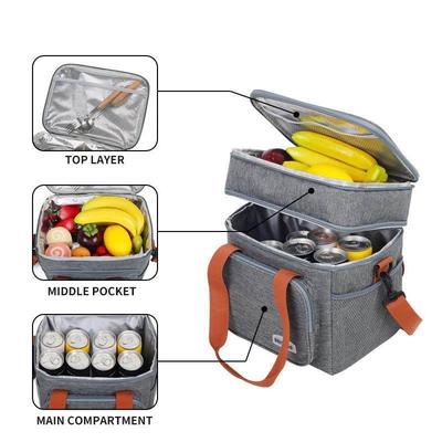 Large Double layered Cooler Bag Insulated Lunch Bag cold box