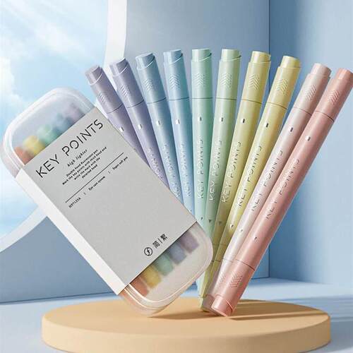 candy color double-headed highlighter marker pen双头荧光笔