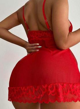 Sexy Sleepwear Deep-V Night Dress Women Sleeping Nightgown R