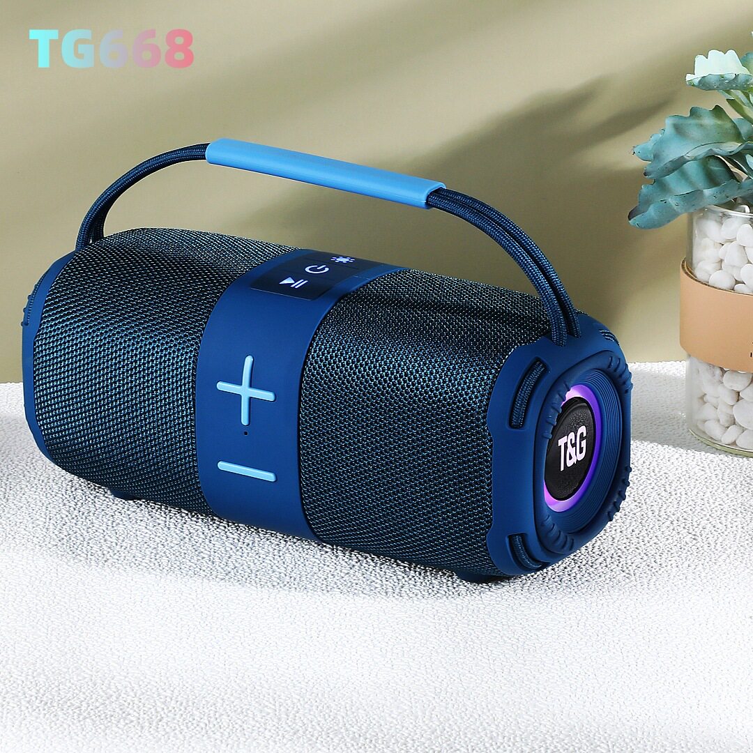 TG668新款大音量动感音效双声道LED振膜蓝牙音箱手提便携布艺音响