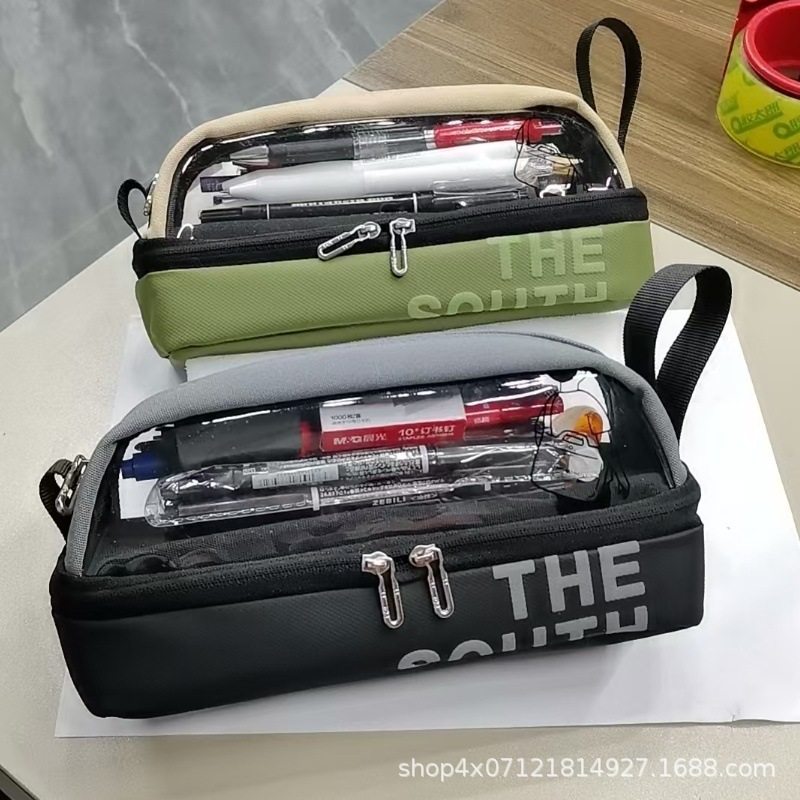 新款透明笔袋大容量新款初中生文具袋小学生文具盒多功能铅笔批发