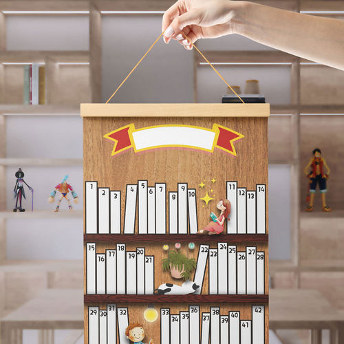 儿童阅读打卡小书架阅读墙贴