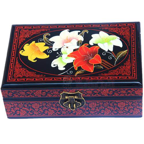 漆器首饰盒新娘荷花牡丹玉兰芙蓉花漆器旅游工艺品