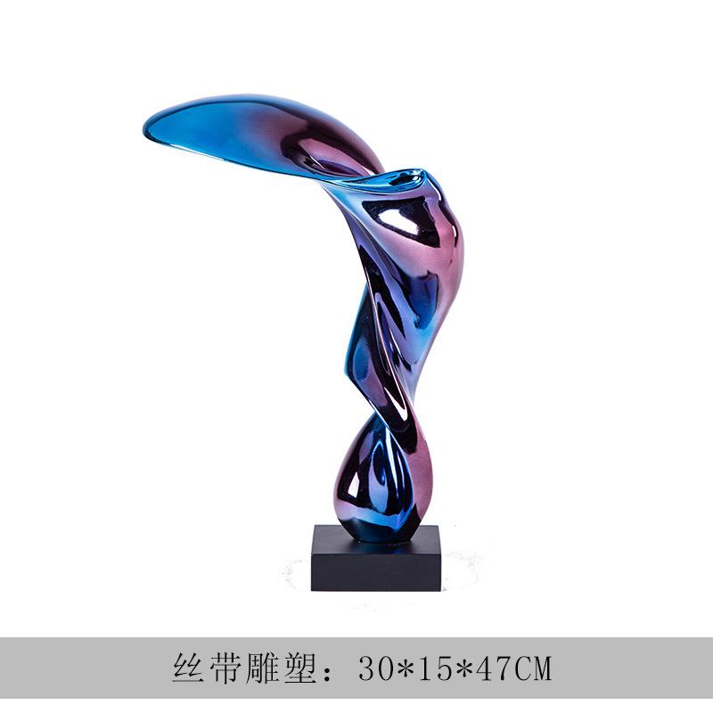 大千现代炫酷蓝紫色人头雕像现代ins风电竞房摆件样板房软摆件