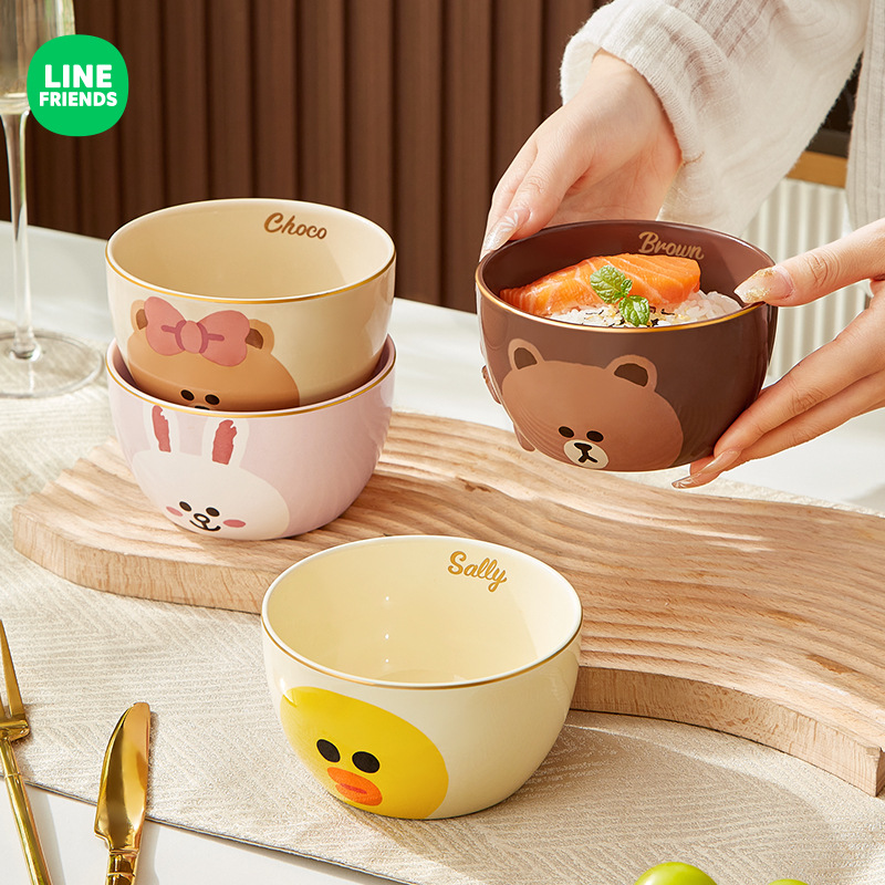 LINE FRIENDS轻奢饭碗陶瓷餐具碗家用吃饭专用碗碟套装家用泡面碗