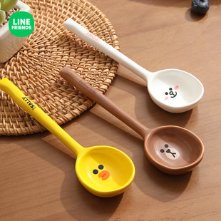 FRIENDS日式 LINE 陶瓷勺子家用喝汤小调羹高颜值长柄汤勺精致汤匙