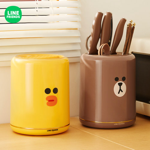 LINE FRIENDS刀架旋转置物架厨房专用菜刀桶收纳多功能沥水筷子笼