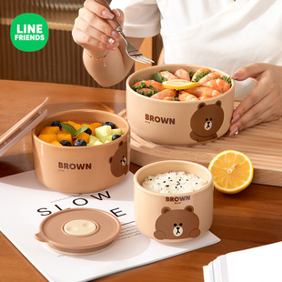 陶瓷保鲜饭盒微波炉加热密封饭盒上班族餐具小学生专用便当盒套装