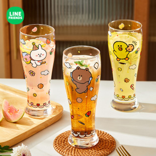LINE 家用冷饮果汁啤酒咖啡杯子 FRIENDS玻璃杯水杯女新款 2024夏季