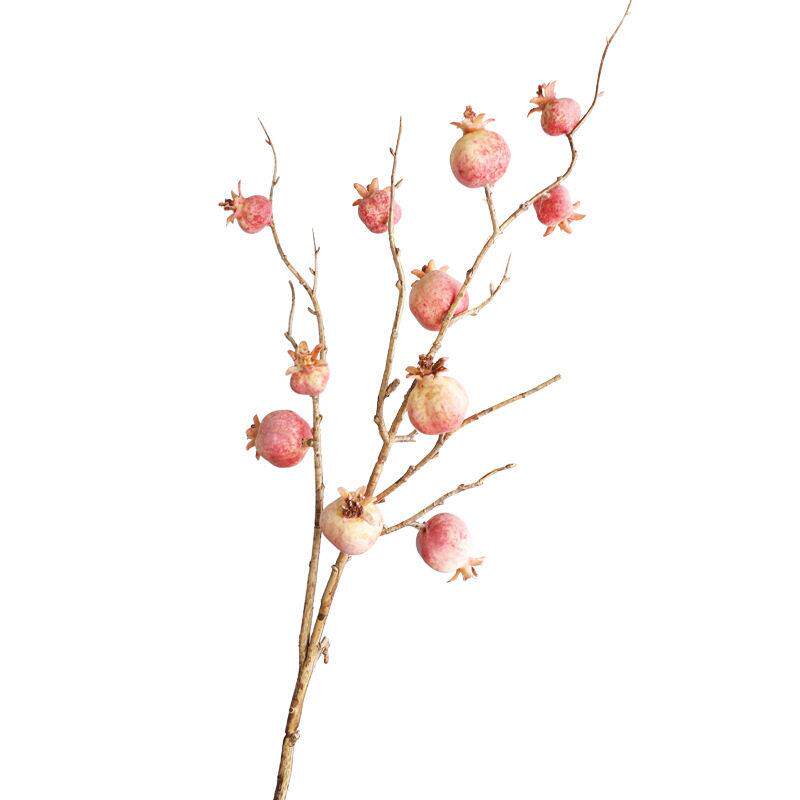 仿真石榴插花果实树枝中式新年家居装饰摄影道具秋霜石榴仿真果实