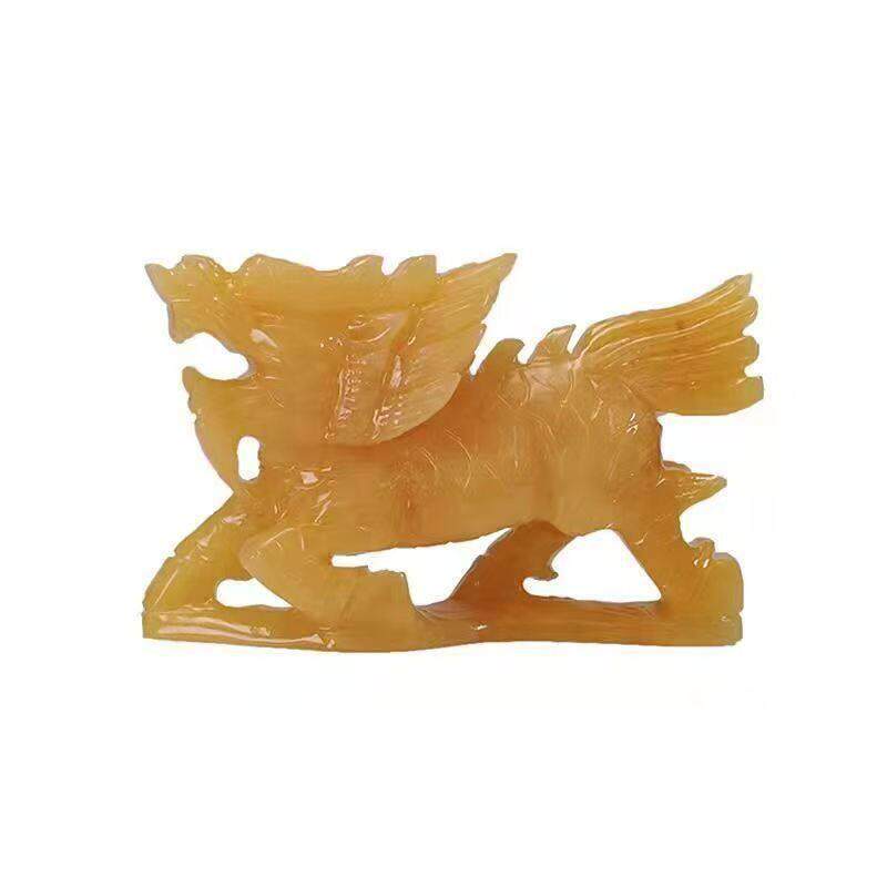 天然玉石米黄玉雕刻麒麟一对玉雕工艺品装饰品客厅家居饰品玉摆件