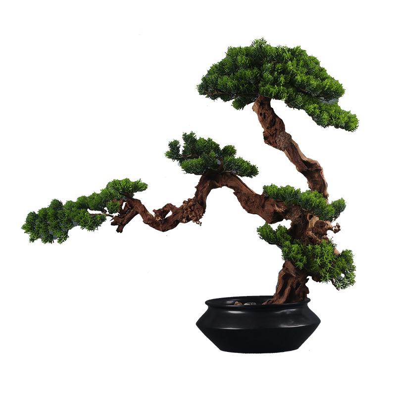 新中式仿真迎客松盆景枯山水绿植植物家居室内松树软装装饰品摆件