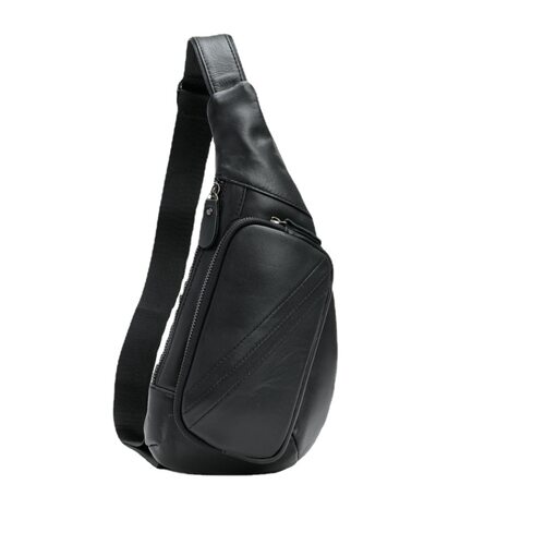 品质Men's first-layer cowhide chest bag, vintage casual
