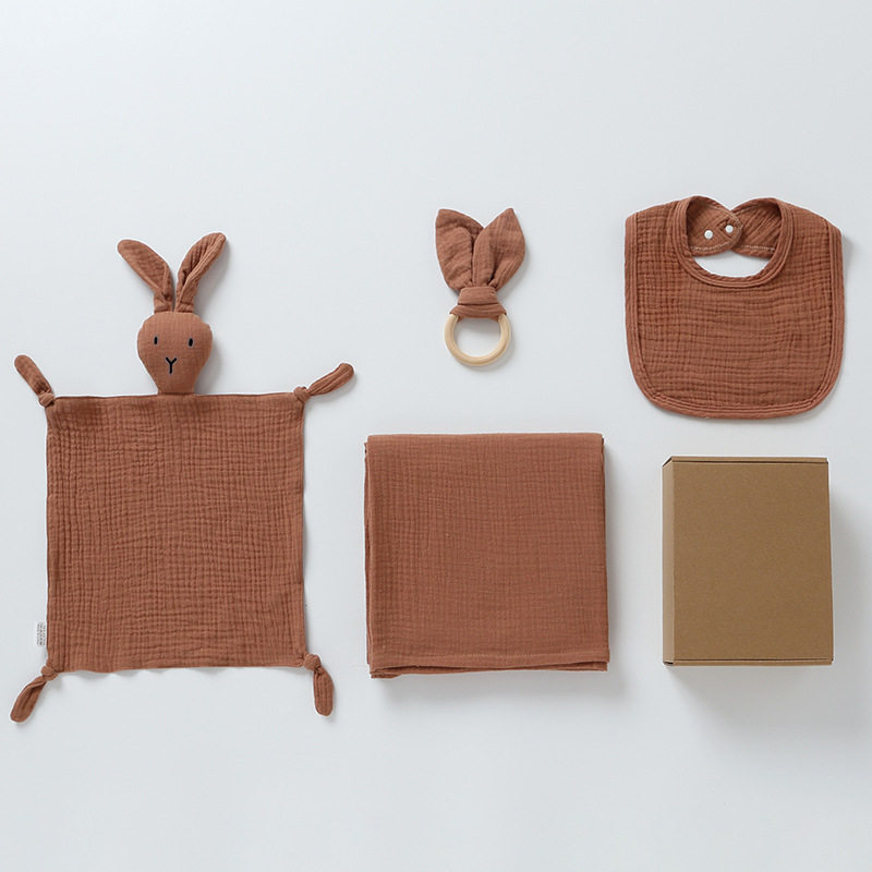 新品 新生婴儿礼盒套装4件纯棉安抚4层纱布玩具口水巾浴巾吸水柔,婴童用品,睡眠礼盒/套装,淘宝优惠券,粉丝福利购,淘宝优惠卷