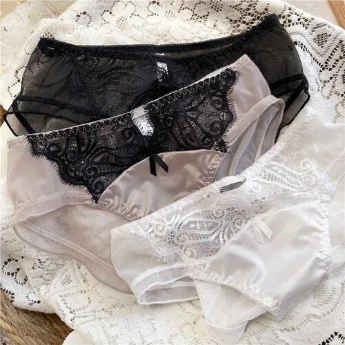 新品【80-110斤】0477轻奢性感诱惑镂空网纱冰丝蕾丝低腰女内裤