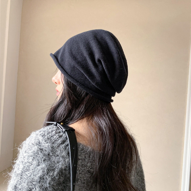 新款 潮牌卷边堆堆帽女春秋日系针织月帽时尚头巾包头帽男士冷帽