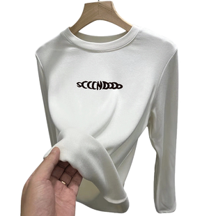 德绒打底衫女内搭秋冬装2026年新款长袖t恤加厚保暖宽松时尚上衣