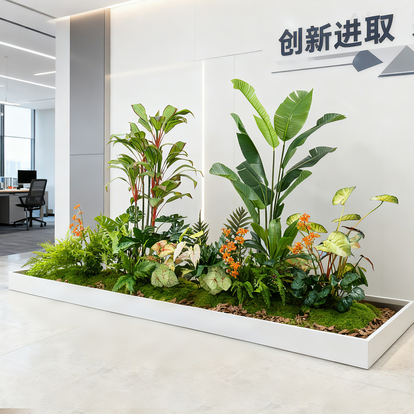 仿生绿植造景摆件前台墙边假植物盆栽软装楼梯角落仿真绿叶植被
