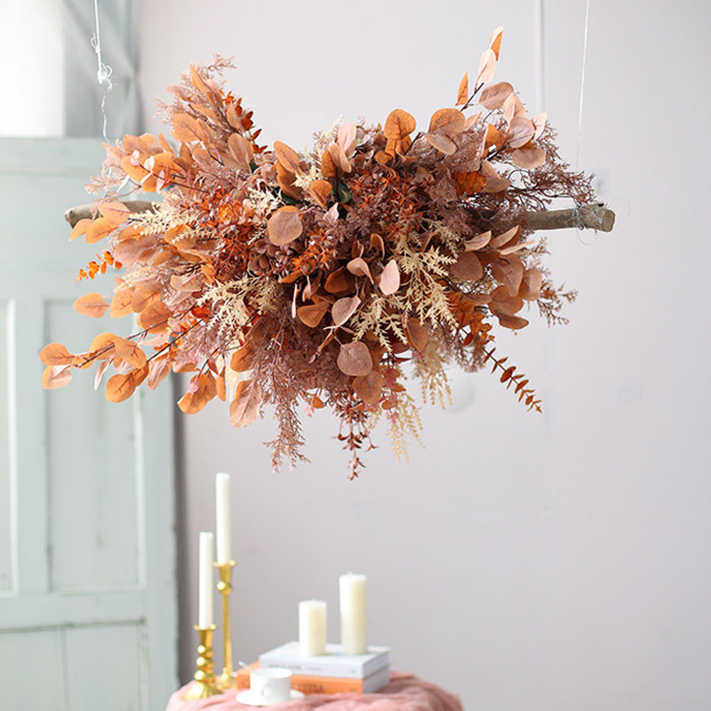 婚庆复古餐厅吊花商埔软装吊顶花艺教堂悬挂酒店咖啡室内布置绢花