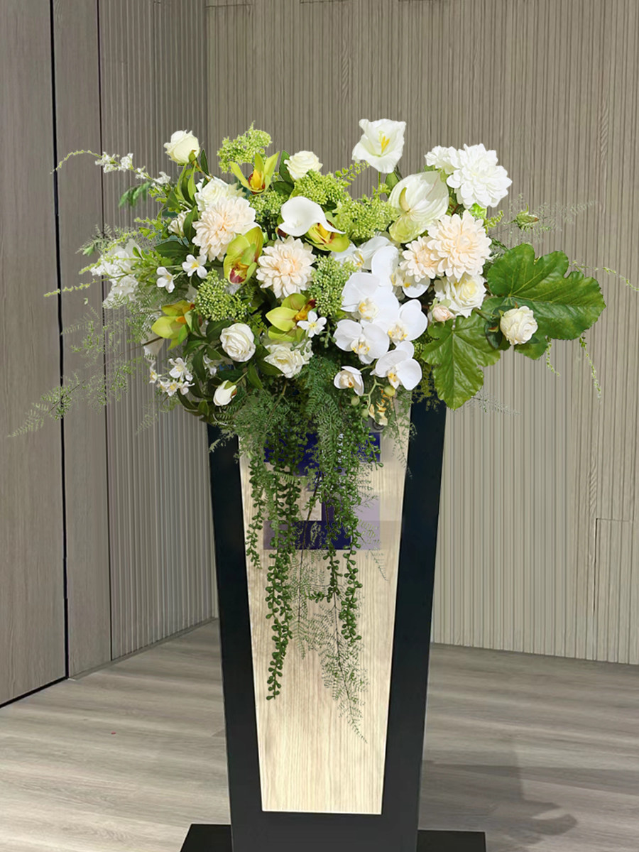 演讲台彷真花清新桌面花艺挂饰讲台会议桌装饰遮挡道具彷真插花