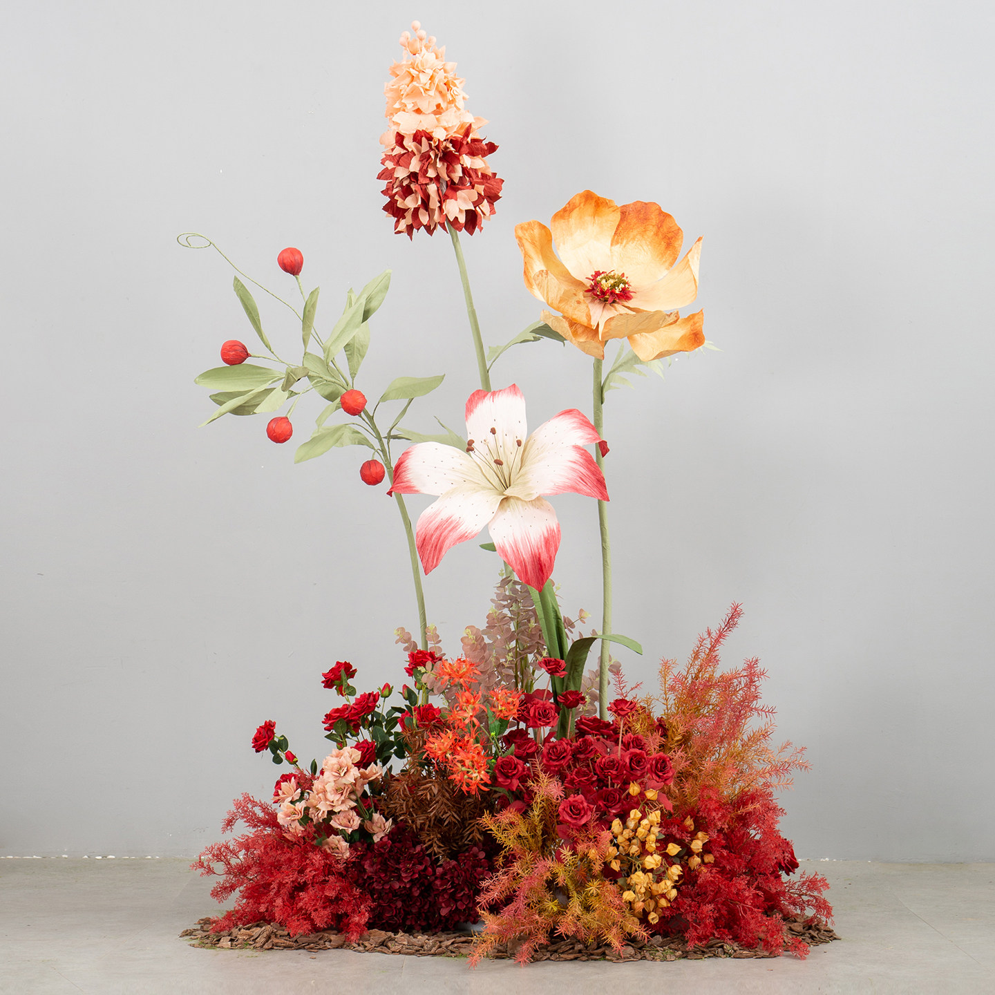 红色橱窗花艺商业美陈摆件巨型纸花朵婚庆活动高端轻奢仿真花场景,家居饰品,仿真花/假花,淘宝优惠券,粉丝福利购,淘宝优惠卷