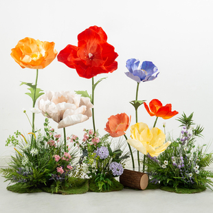 莫奈花园仿真花摆件服装店橱窗造景拍照区巨型花束车展角落美陈