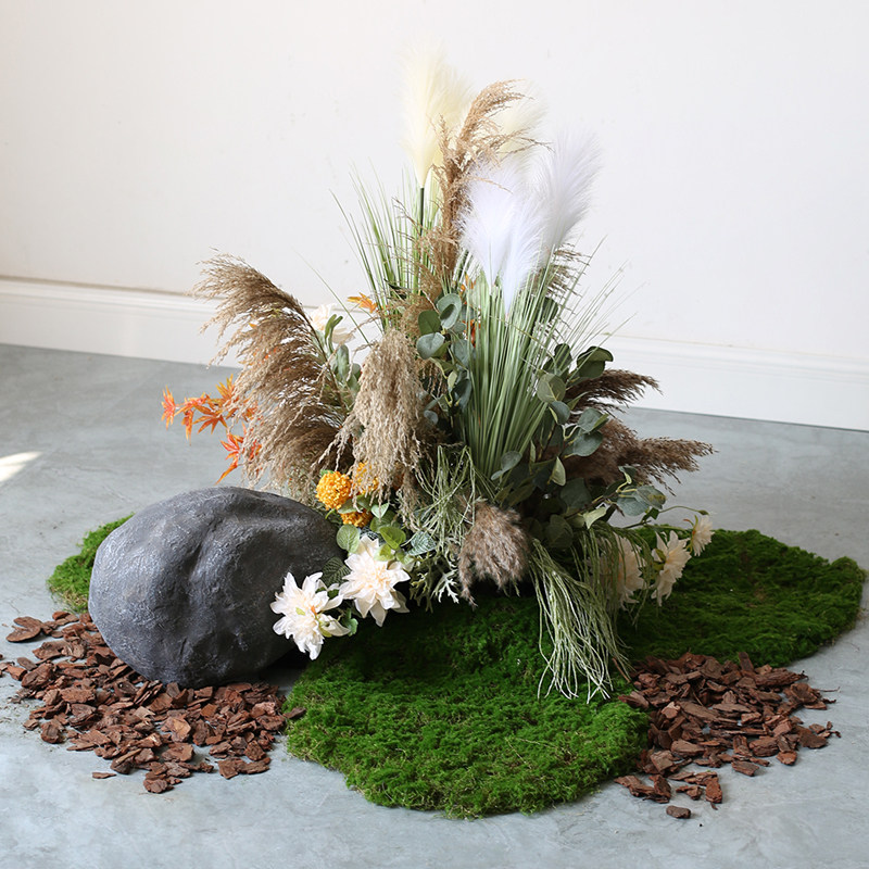 仿真芦苇草丛花艺软装造景展厅橱窗角落假植物高级氛围青苔绿植景