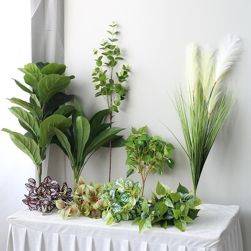 绿色仿真叶子花瓶插花搭配植物花槽填充绿植把束绿萝鸡心叶材花材