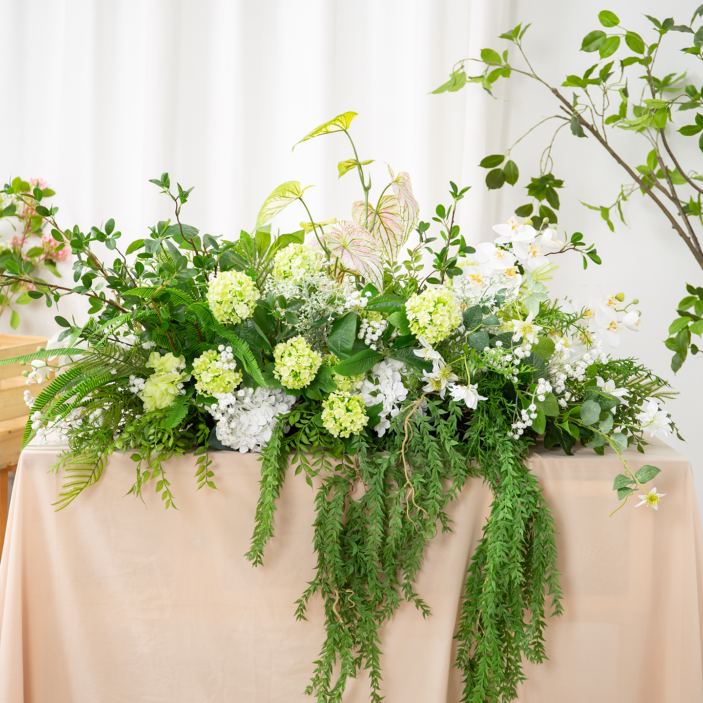 仿真绿植高端轻奢装饰桌花假绿植窗台灯箱花箱垂吊花草摆件花艺