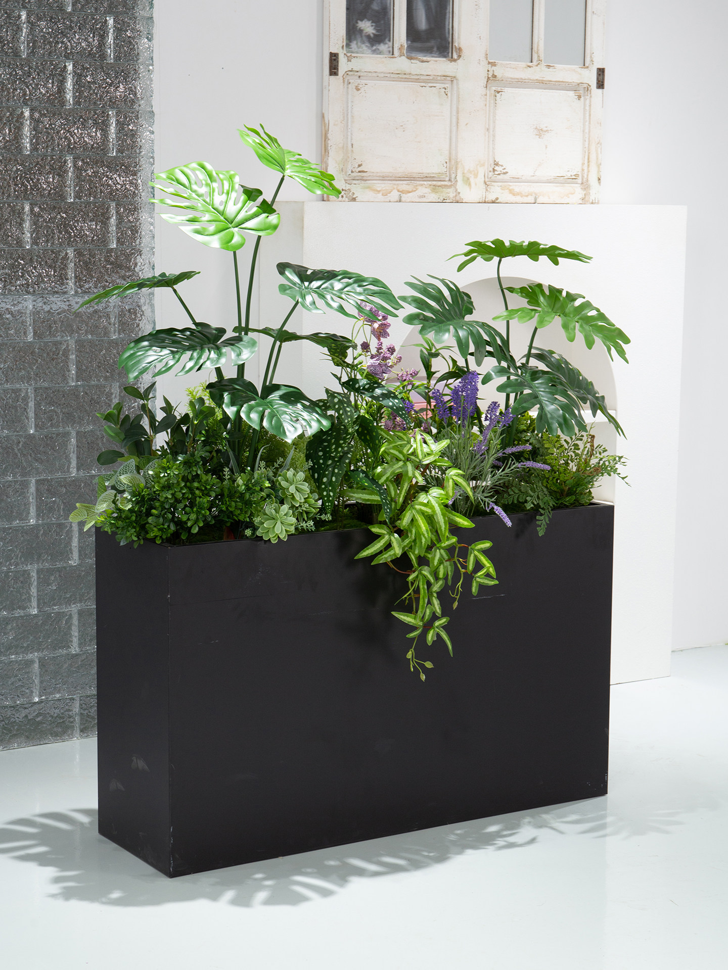 花箱仿真绿植摆件商场插花造景仙人掌花槽植物餐厅隔断遮挡假花草