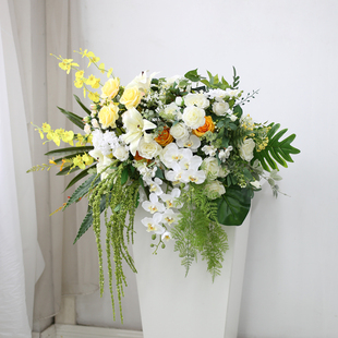 讲台挂花装饰主席台婚礼演讲活动布置插花会议桌花仿真商务花艺